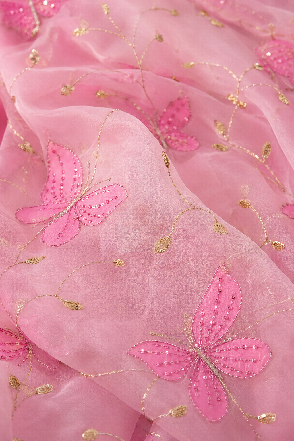 Butterfly Organza Saree | Jaipur Handmade | Sequin & Vine Embroidery detail